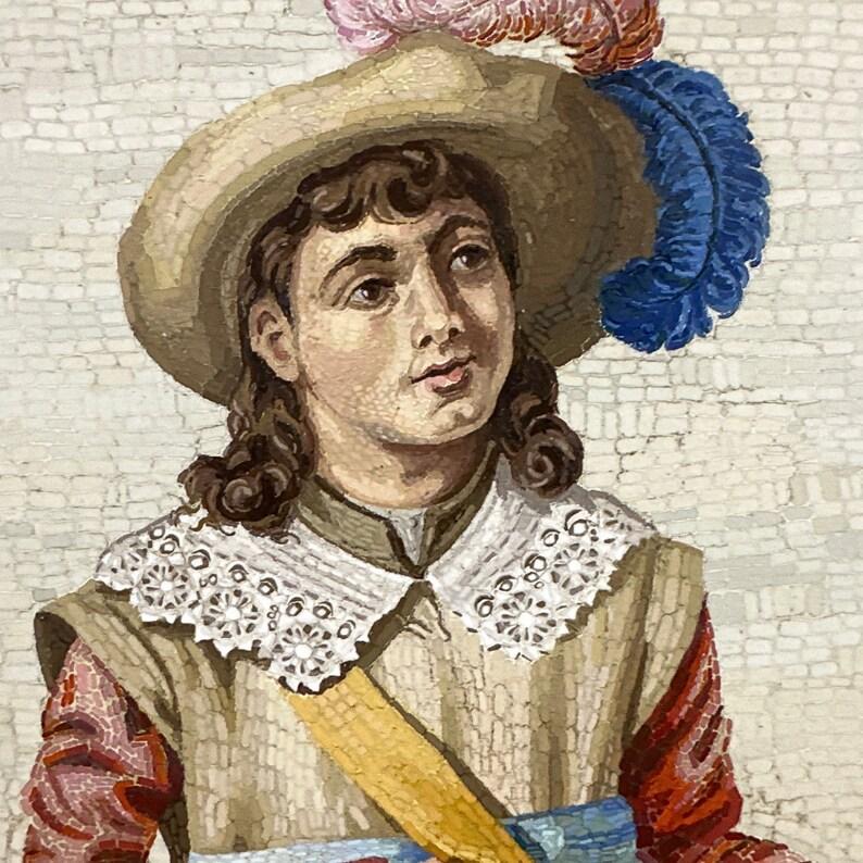 Plaque italienne ancienne en micromosaïque représentant 