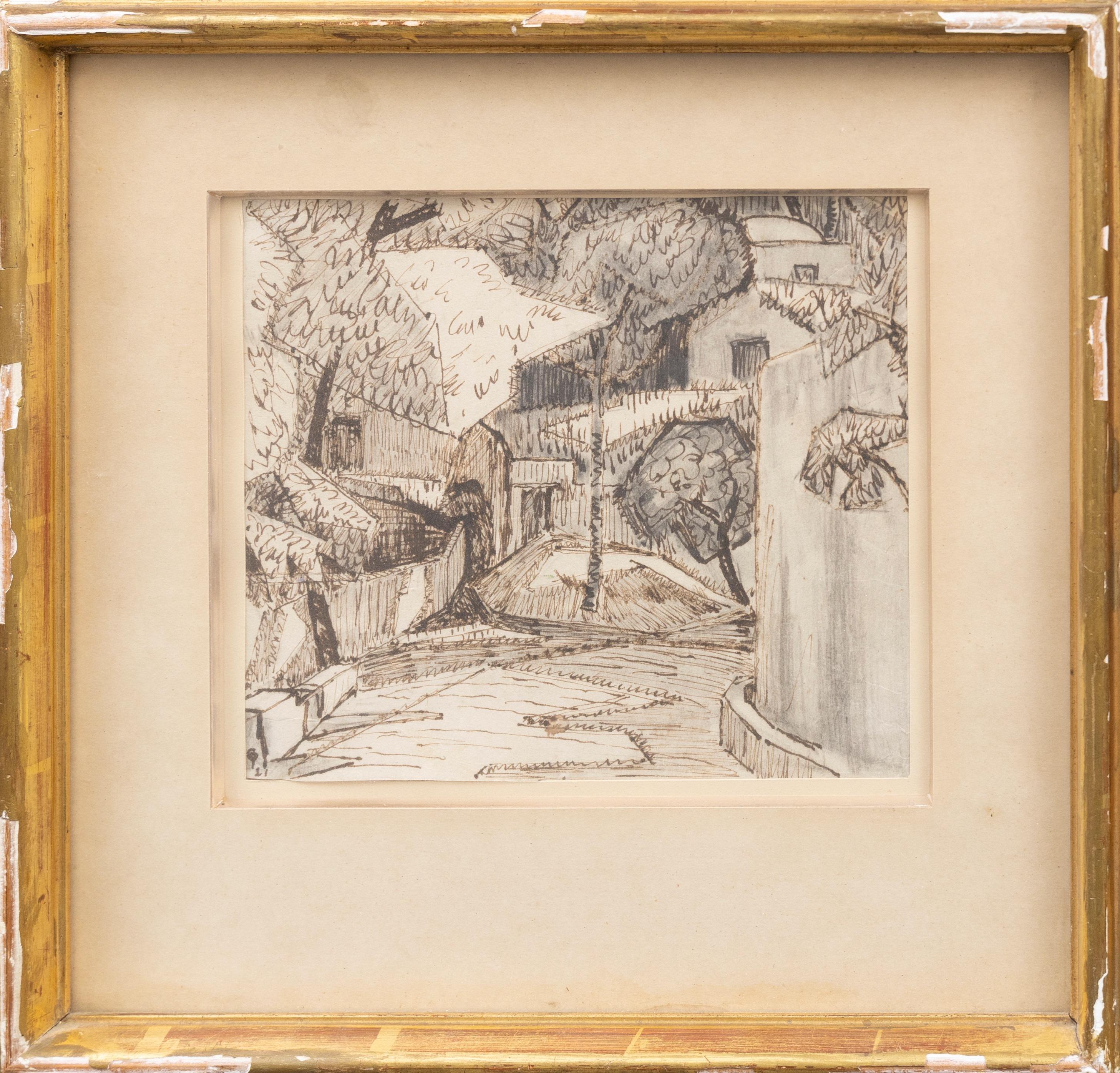 Die Tusche- und Aquarellzeichnung von Carl Palme, datiert 1921 und signiert 