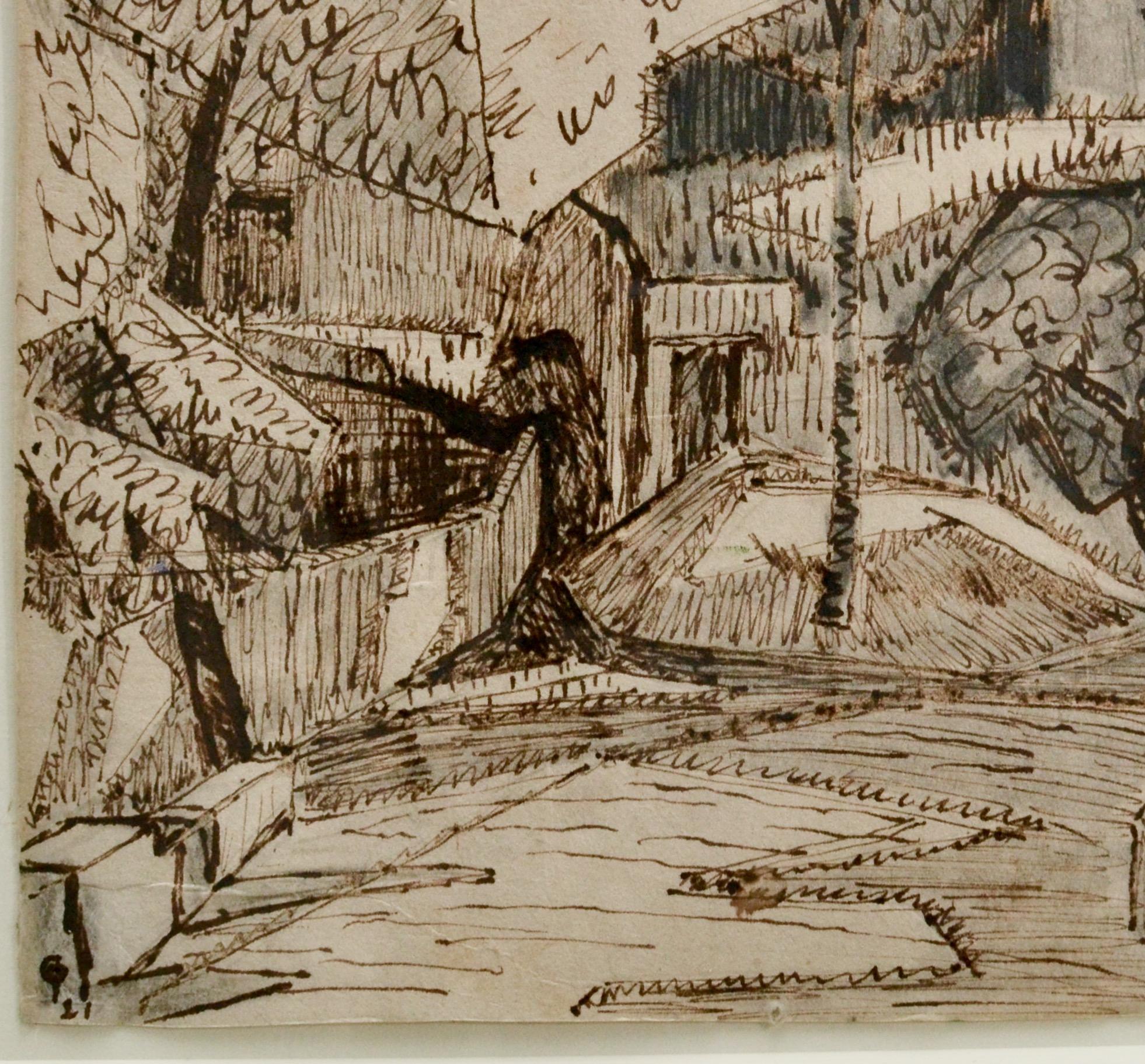 Positano Village - Sepia Drawing 1920´s - Other Art Style Art by Carl Palme
