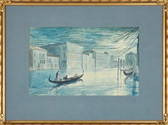 Scena al chiaro di luna a Venezia con gondola