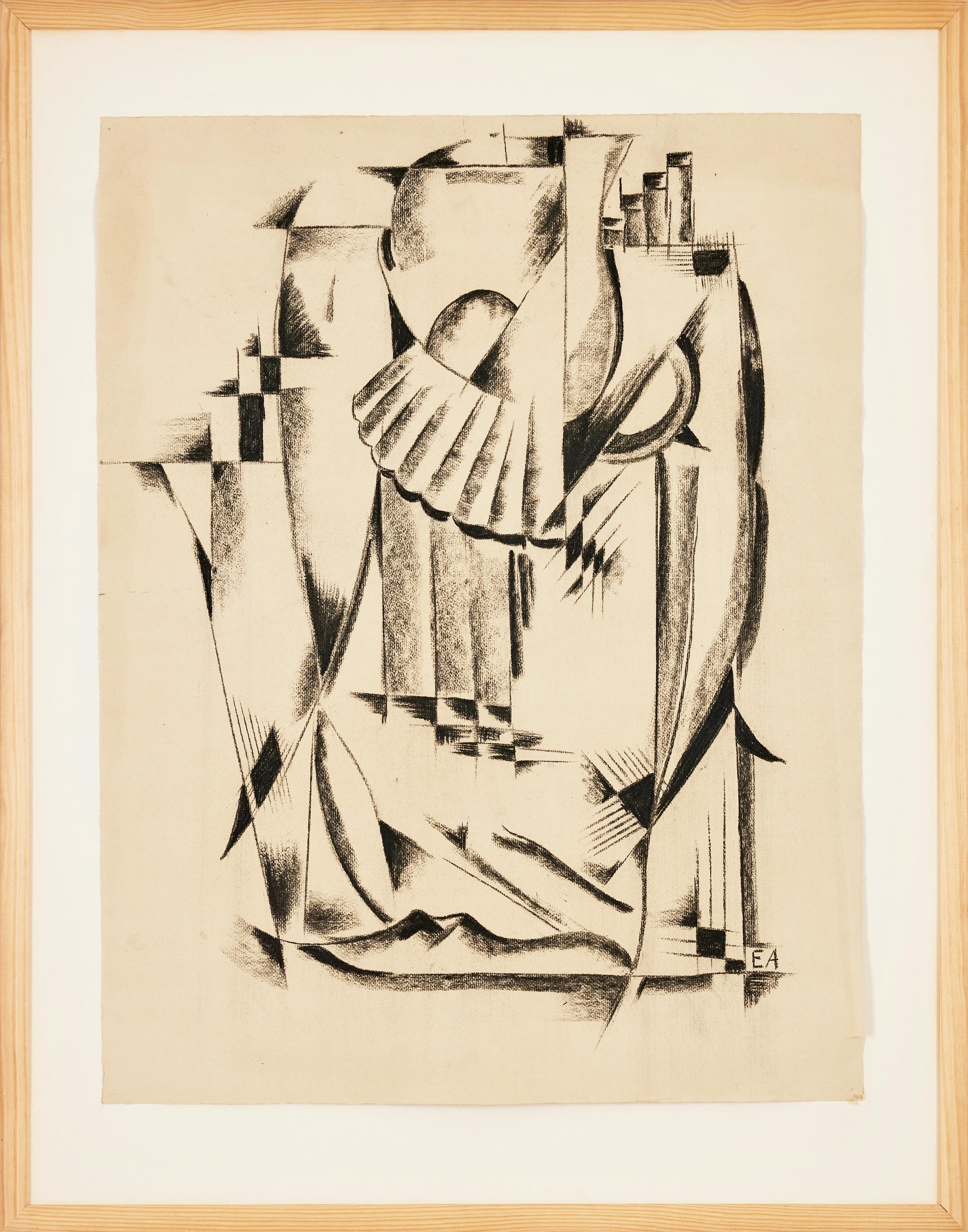 Composición abstracta Dibujo, Poema chino 1929 en venta 3