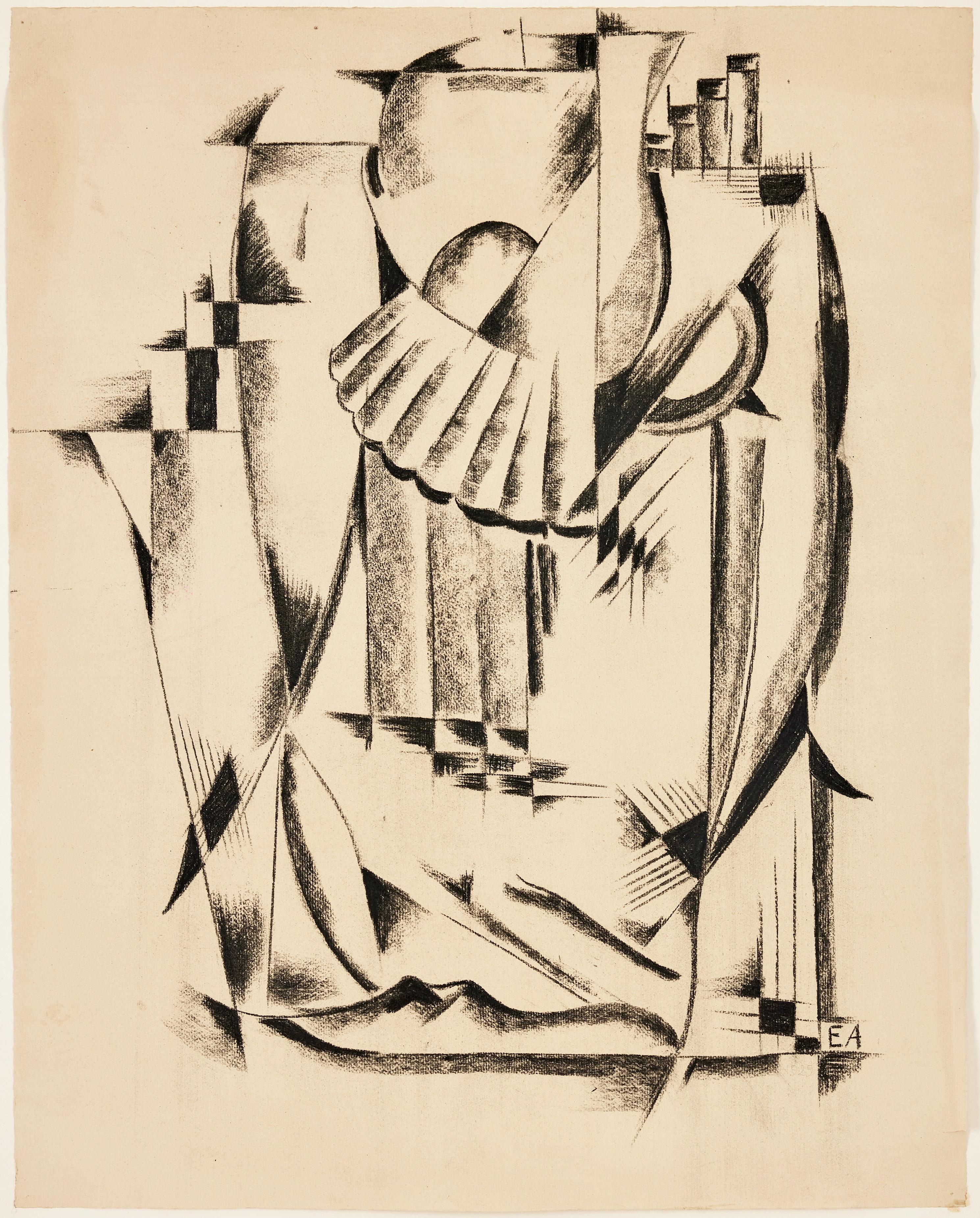 Un interesante y muy decorativo dibujo a la tiza de Edvard Andersson, 1929. Dibujado a gran escala. Firmado y fechado EA, 1929. Un tergo escrito 