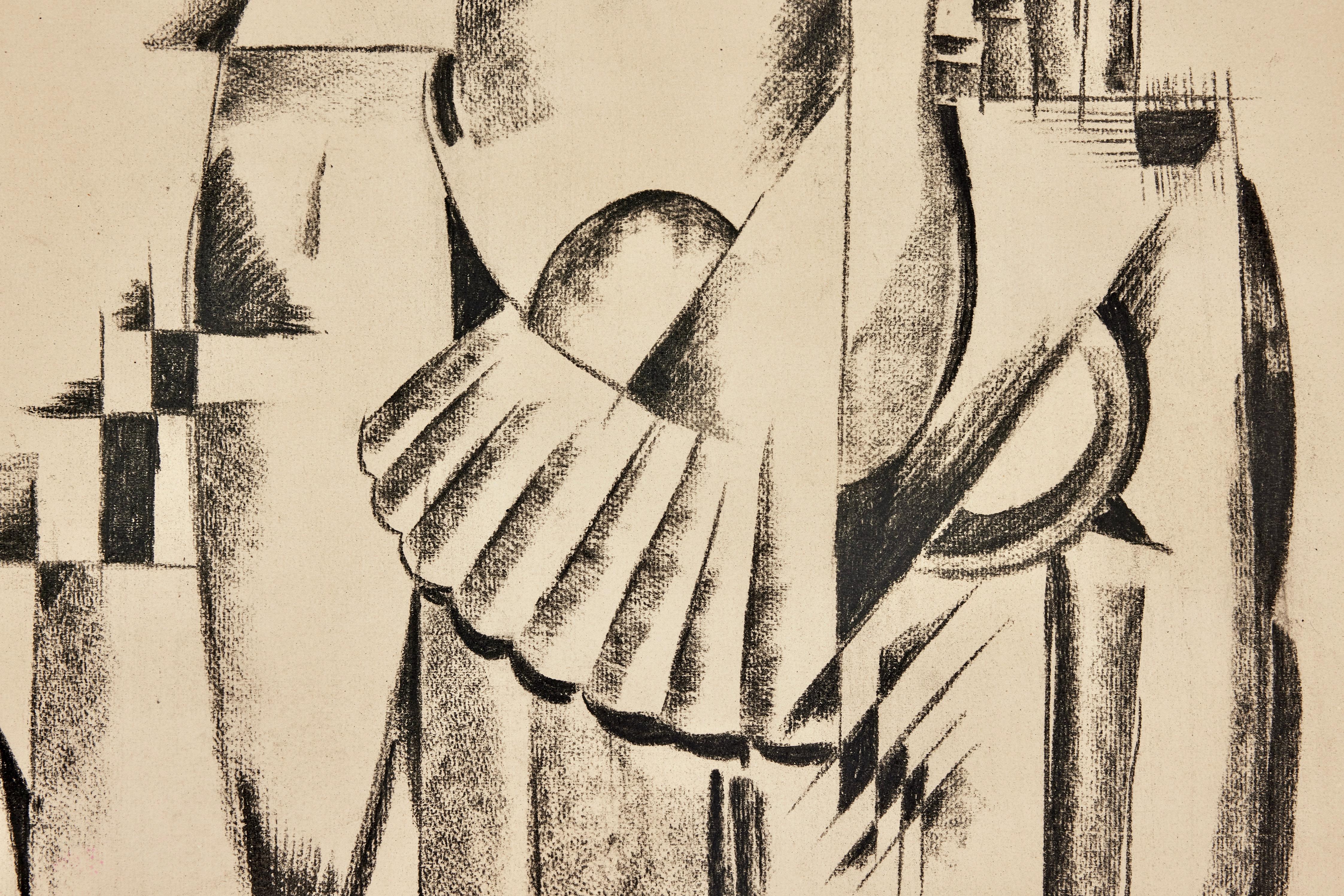 Composición abstracta Dibujo, Poema chino 1929 - Abstract Drawing Beige de Edvard Andersson