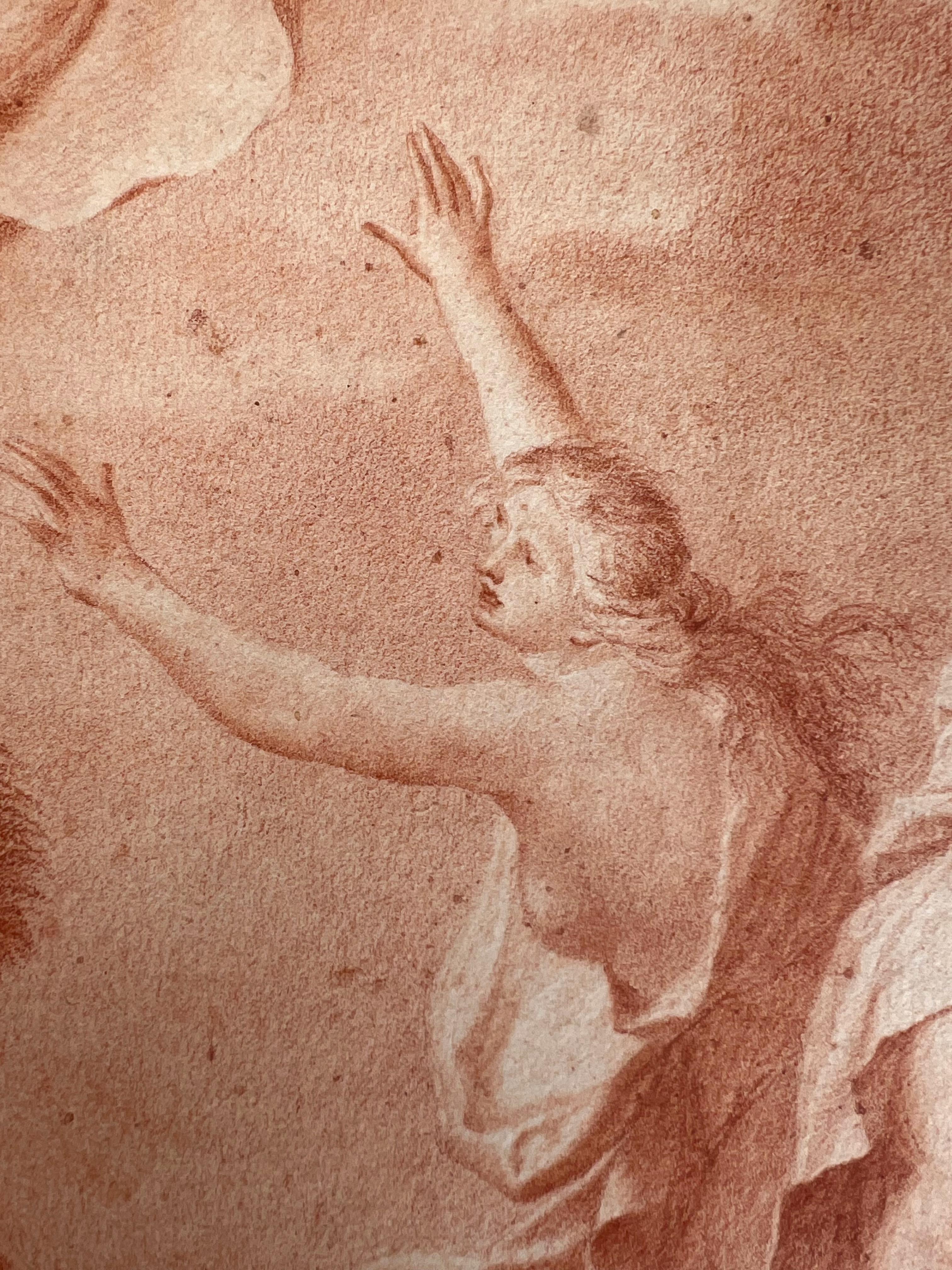 Italian School 18th Century Red Chalk Drawing, Polyphemus, Acis and Galatea For Sale 3