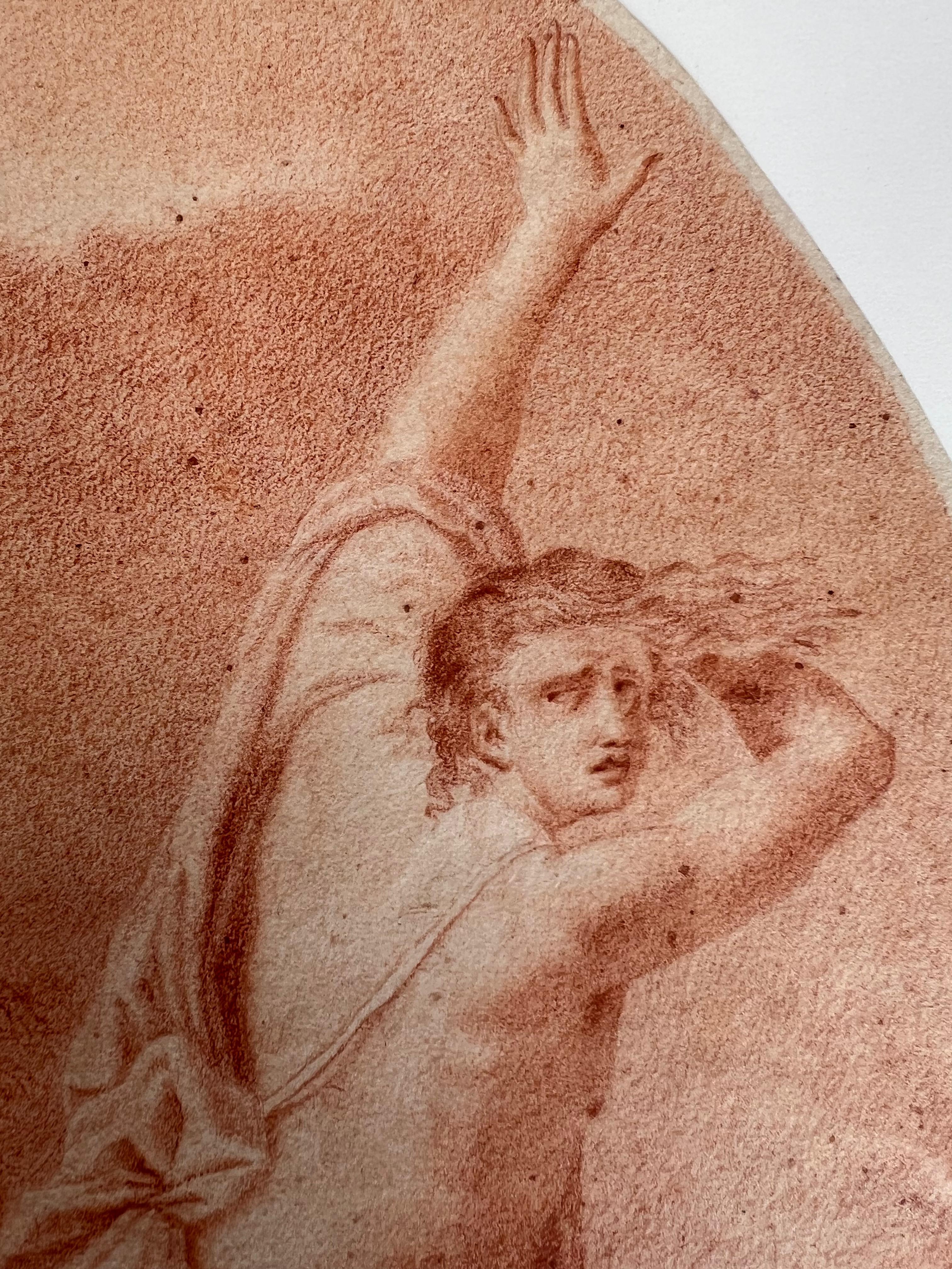 Italian School 18th Century Red Chalk Drawing, Polyphemus, Acis and Galatea For Sale 4