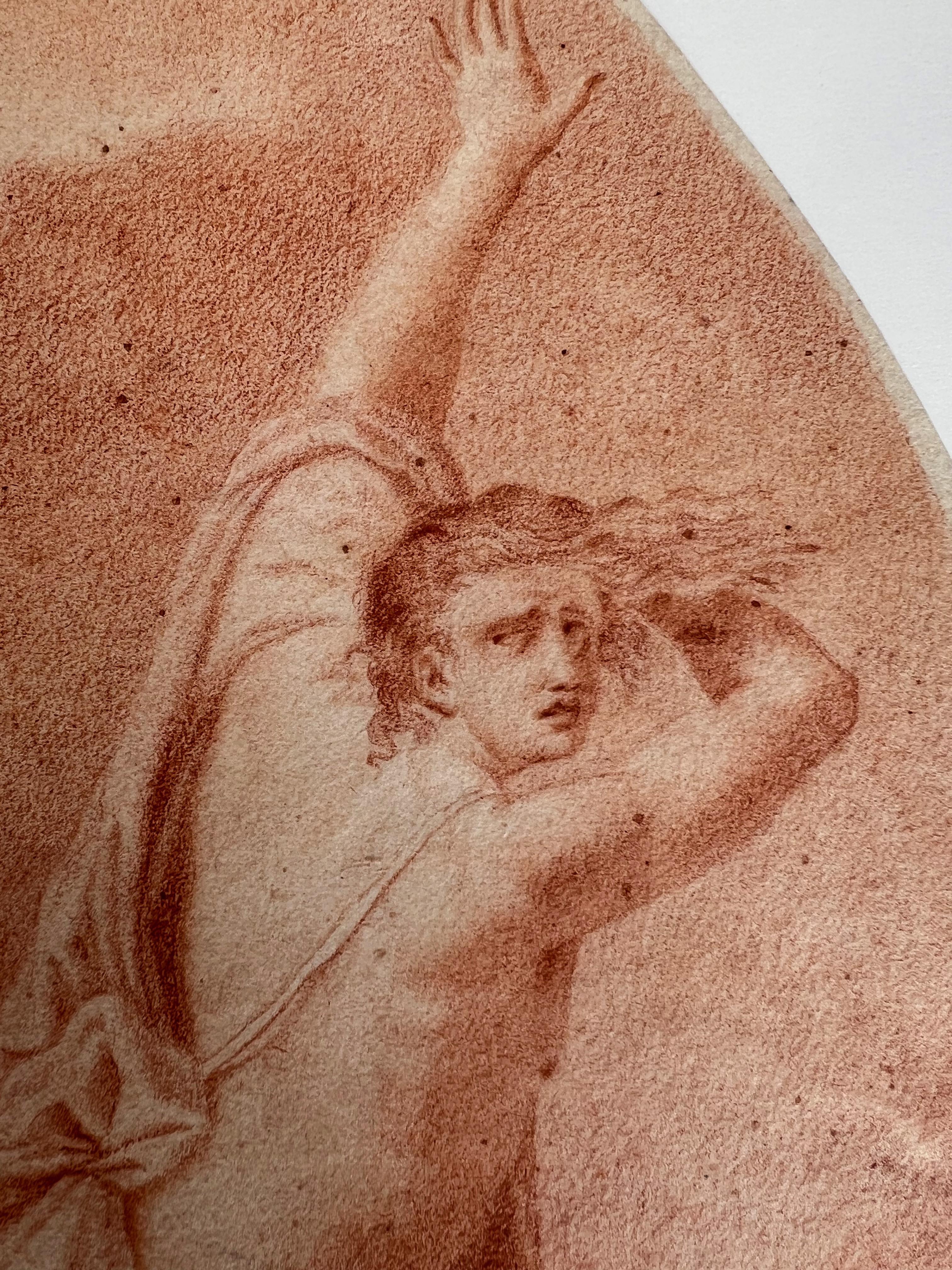 Italian School 18th Century Red Chalk Drawing, Polyphemus, Acis and Galatea For Sale 1