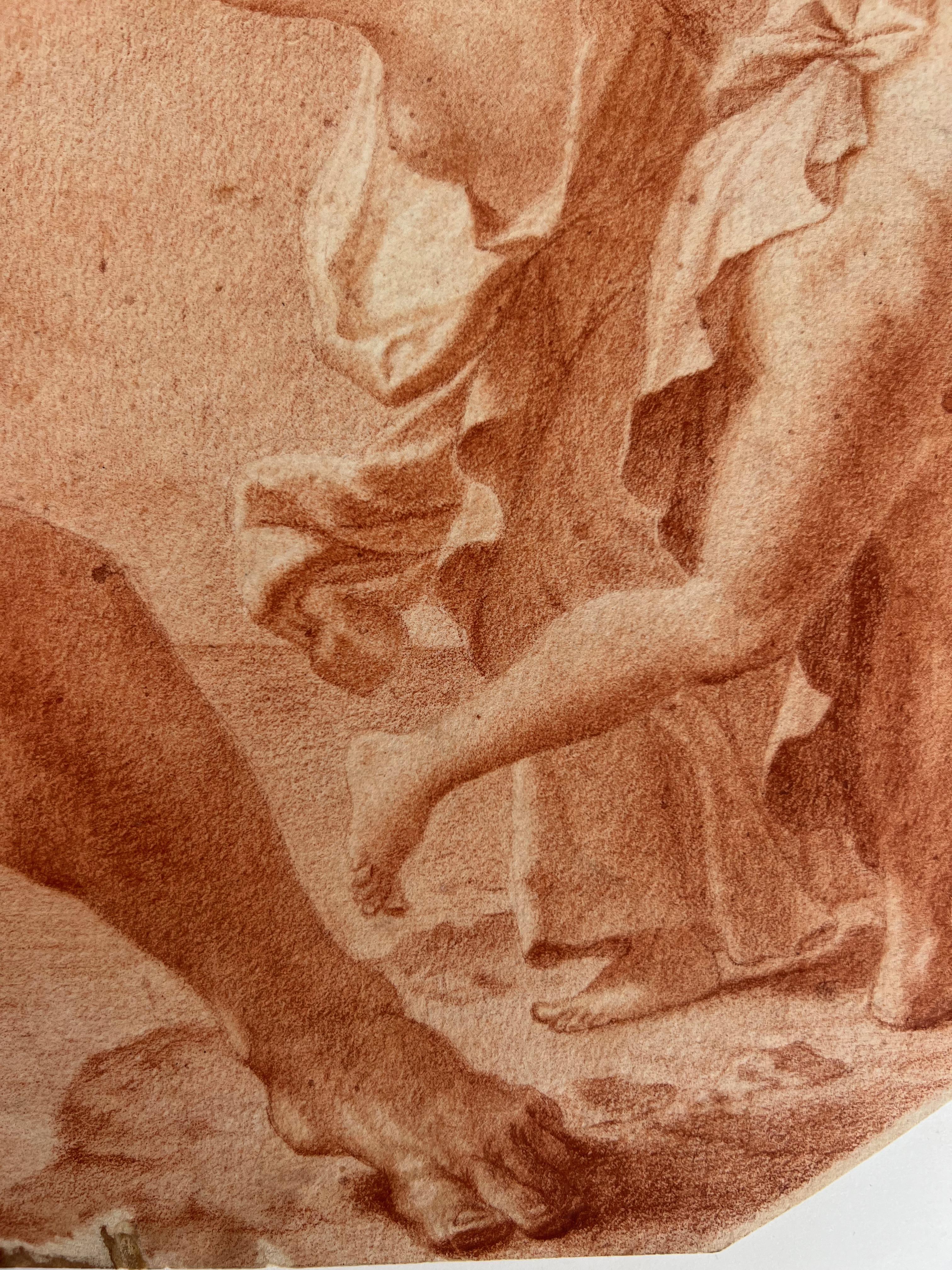 Italian School 18th Century Red Chalk Drawing, Polyphemus, Acis and Galatea For Sale 5