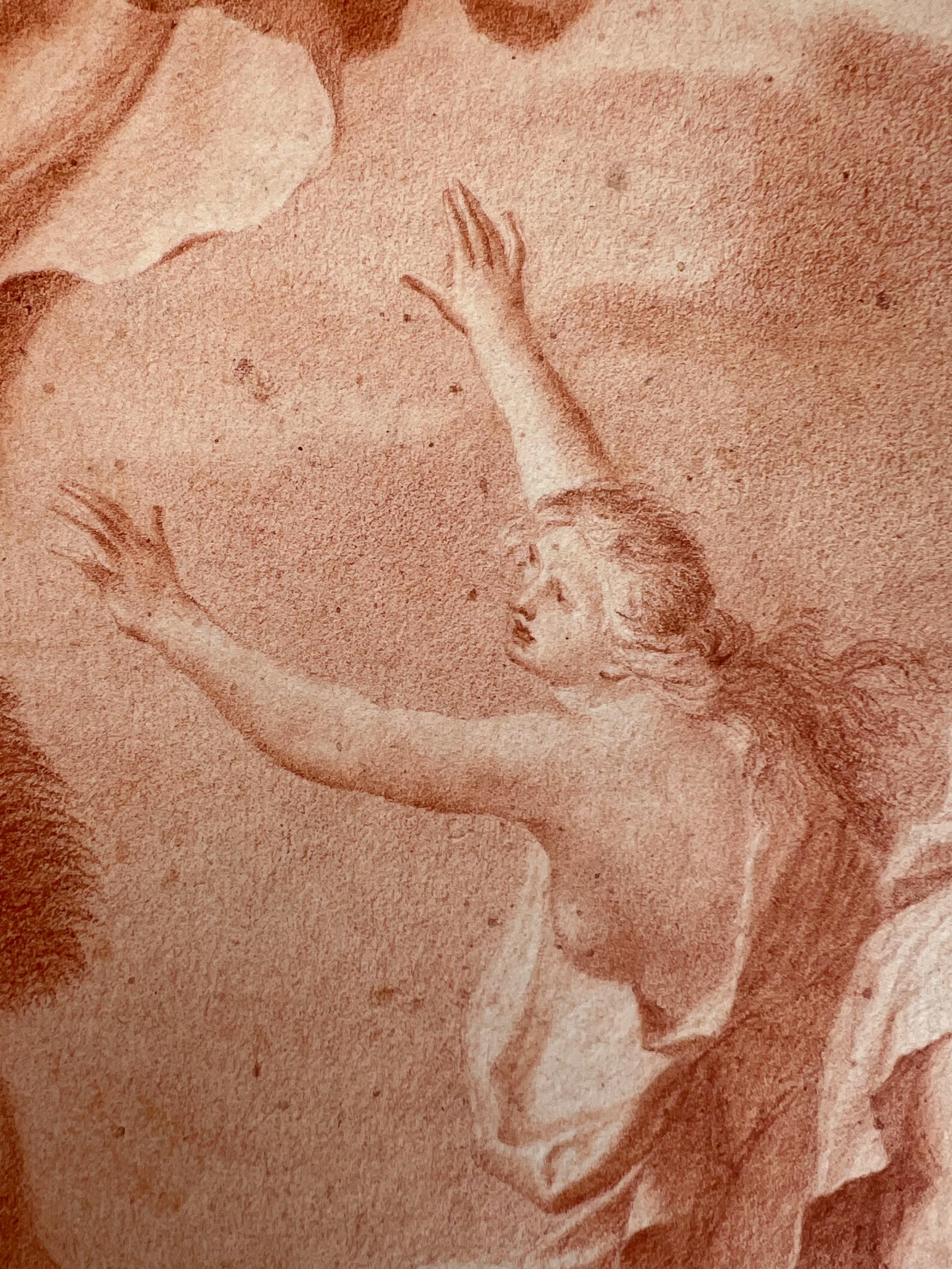 Italian School 18th Century Red Chalk Drawing, Polyphemus, Acis and Galatea For Sale 8