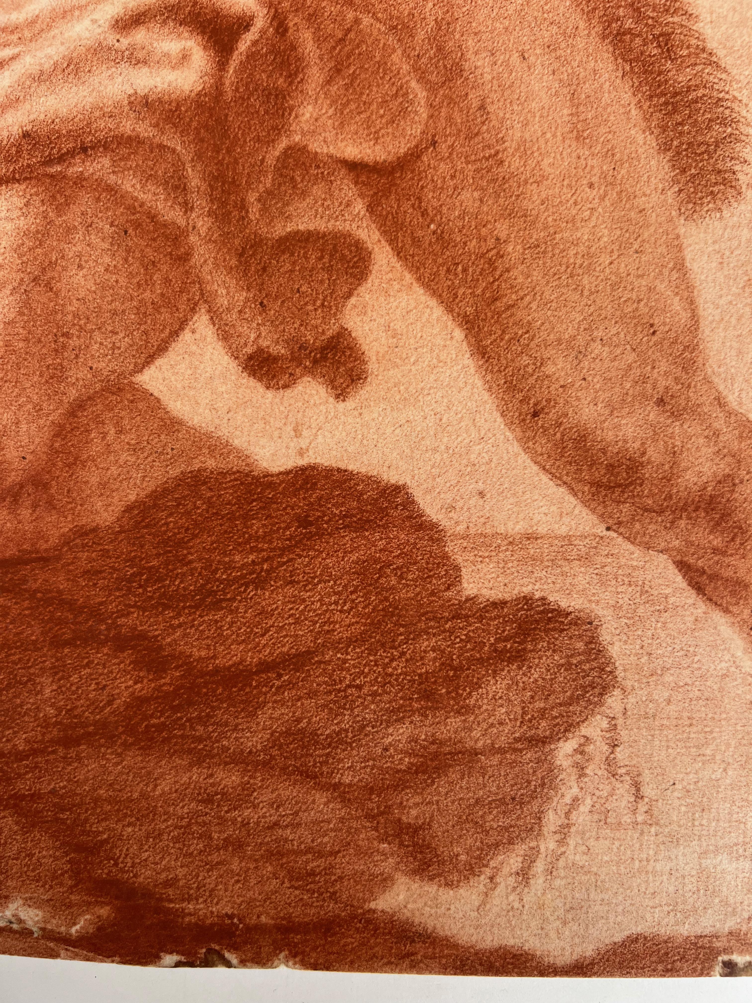 Italian School 18th Century Red Chalk Drawing, Polyphemus, Acis and Galatea For Sale 7