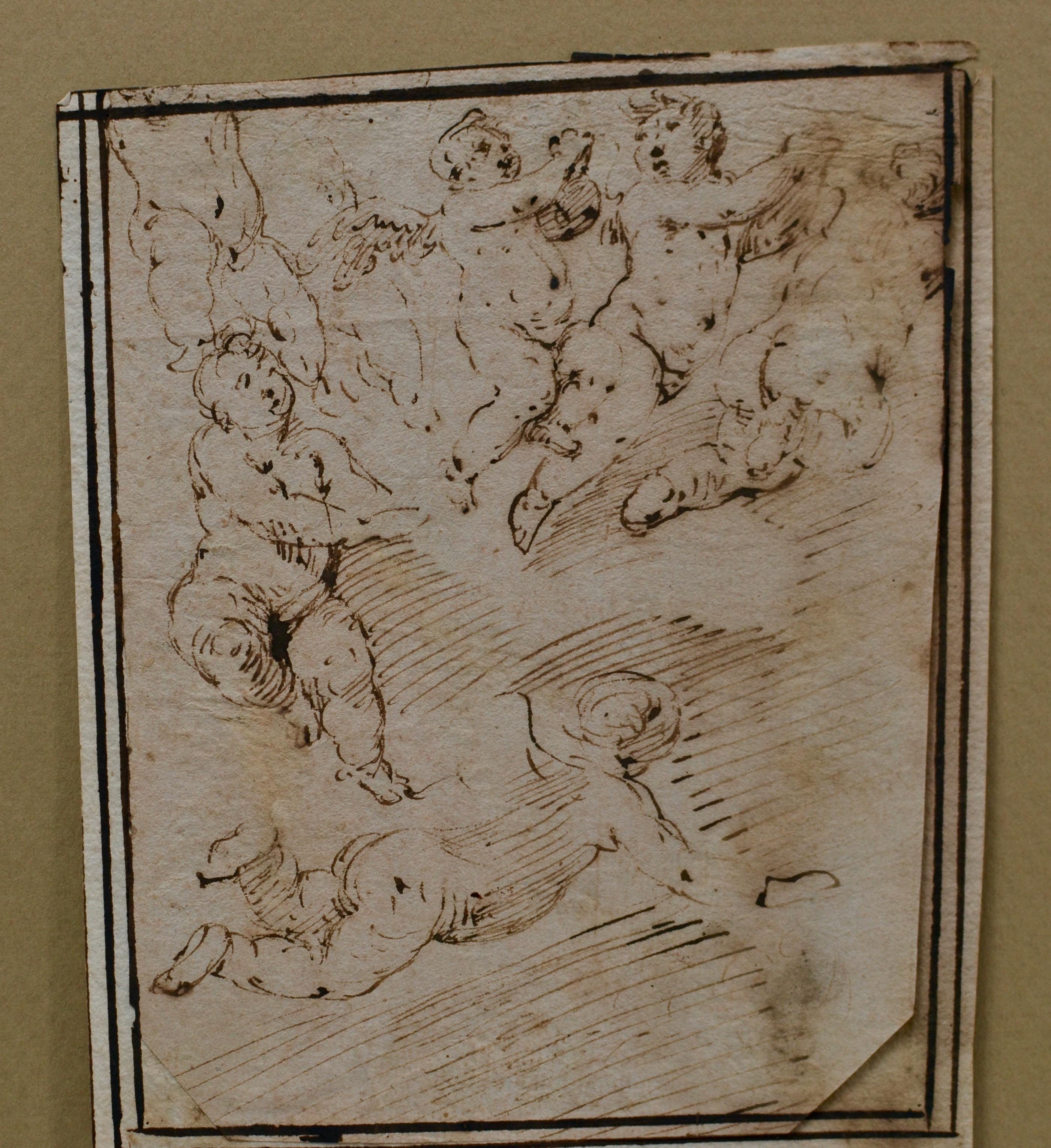Dessin de Putti de l'école italienne du 17e siècle