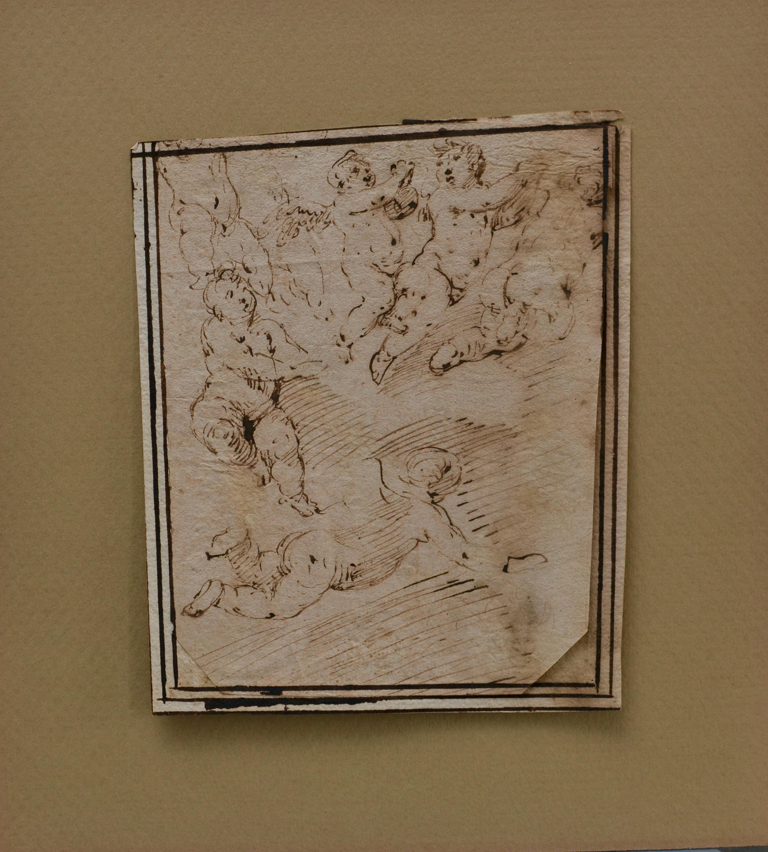 Dessin de Putti de l'école italienne du 17e siècle en vente 1