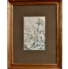 Allegory of Summer, 17th Century Italian Watercolor and Sepia Drawing