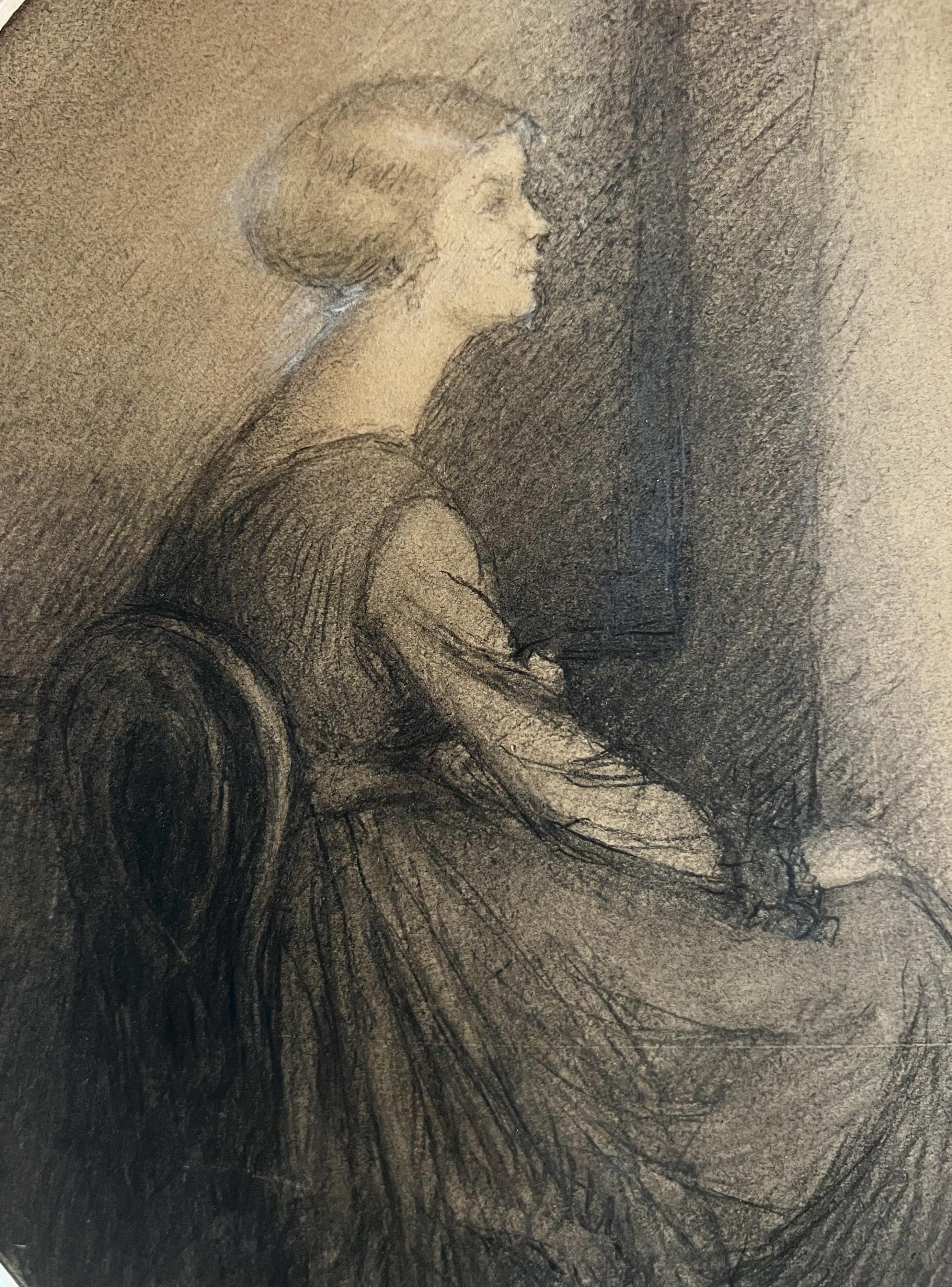 Profile Portrait of a Woman Sitting on a Chair For Sale 1