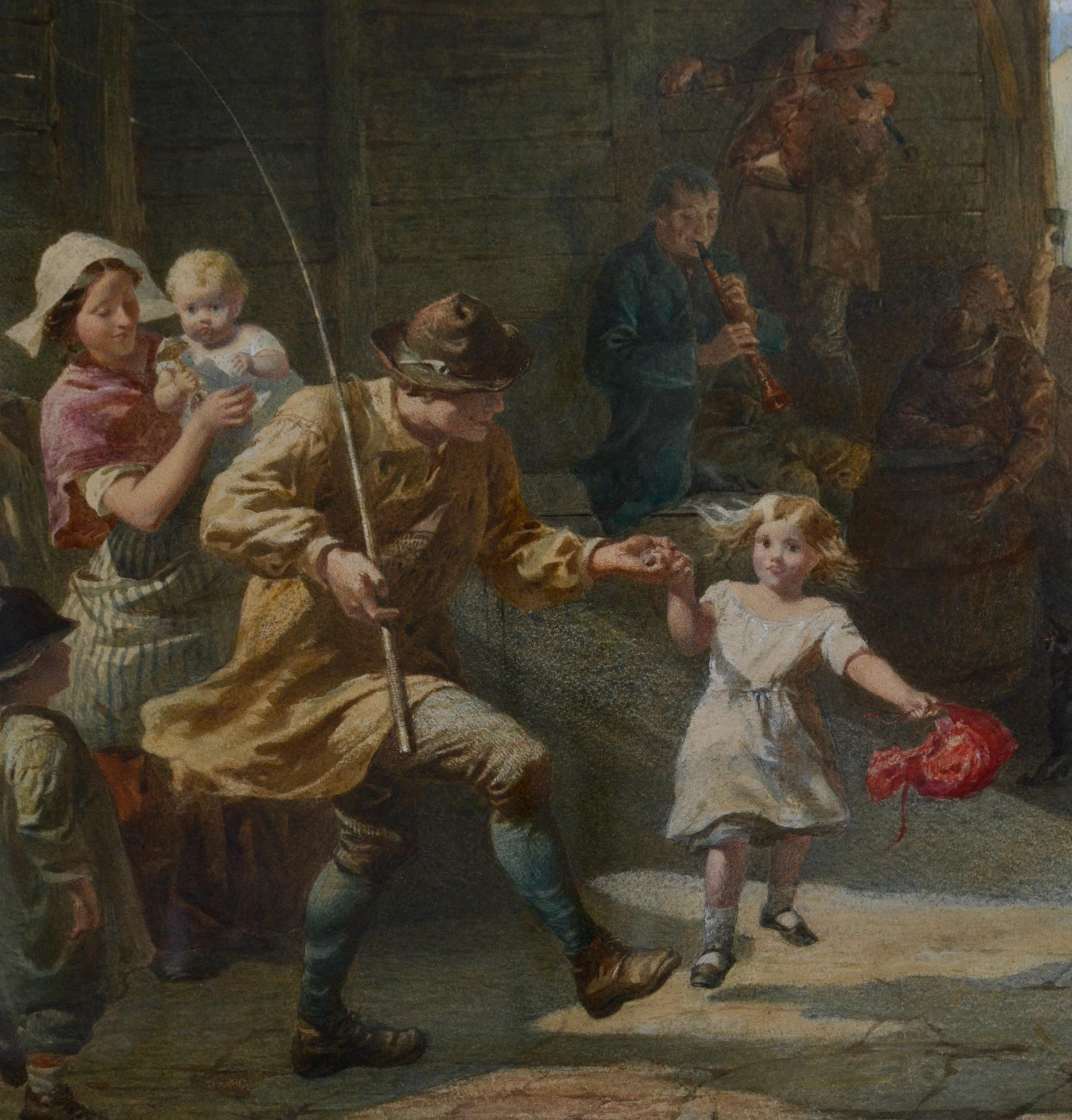Aldeanos bailarines - Art Escuela inglesa de Walter Goodall