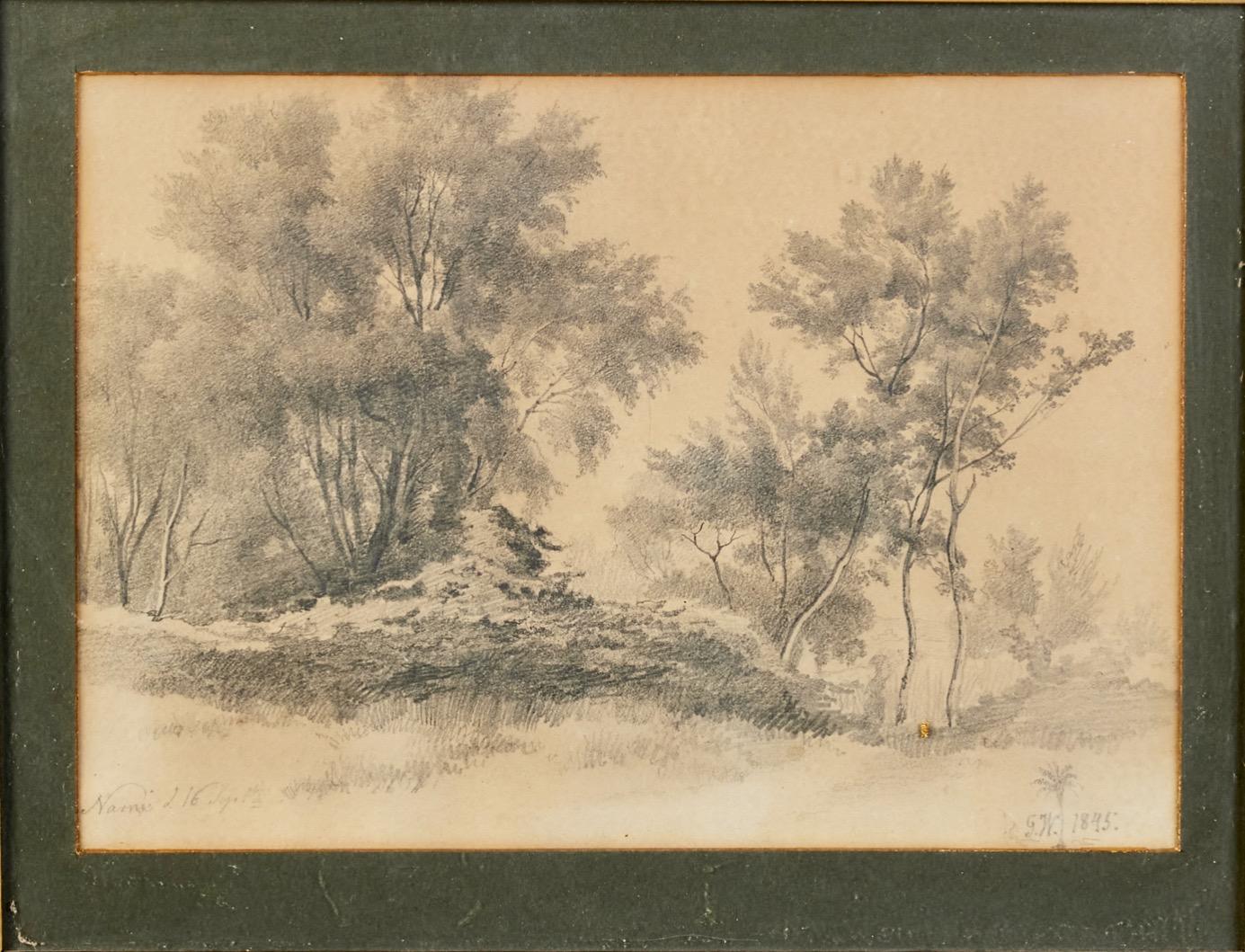 Narni Landscape Drawing - Art by Gustav Wilhelm Palm