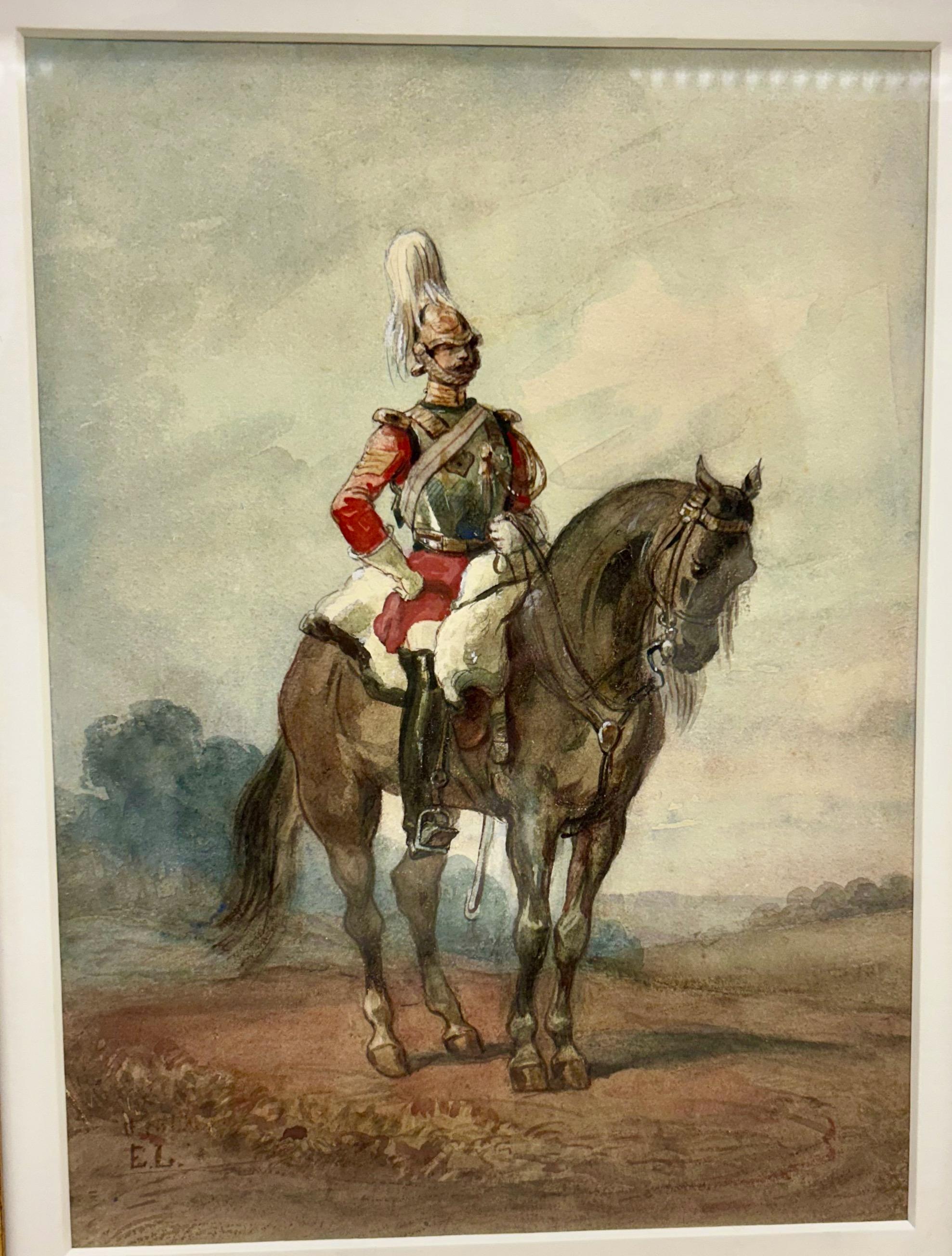 Kavallerieoffizier auf seinem Pferd (Braun), Animal Art, von Egron Lundgren