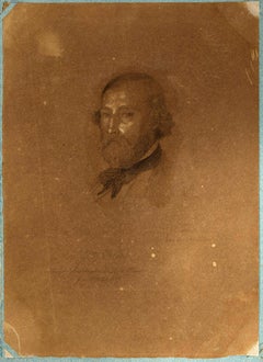 Ritratto Gustav Wilhelm Palm - XIX secolo Matita e pastello su carta