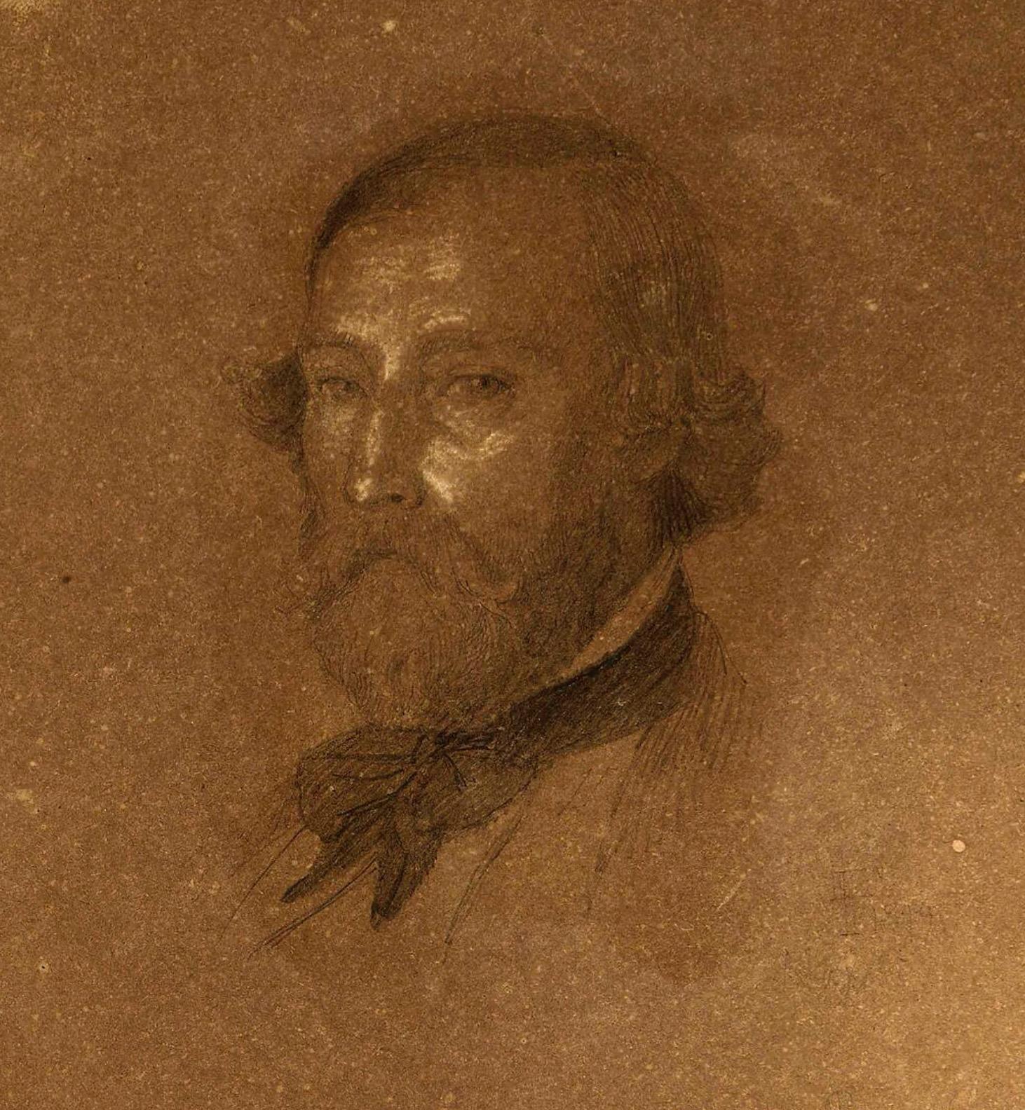Portrait Gustav Wilhelm Palm - 19e siècle Crayon et pastel sur papier en vente 1