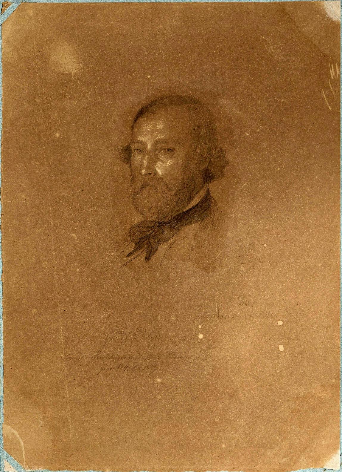 Portrait Gustav Wilhelm Palm - 19e siècle Crayon et pastel sur papier en vente 2