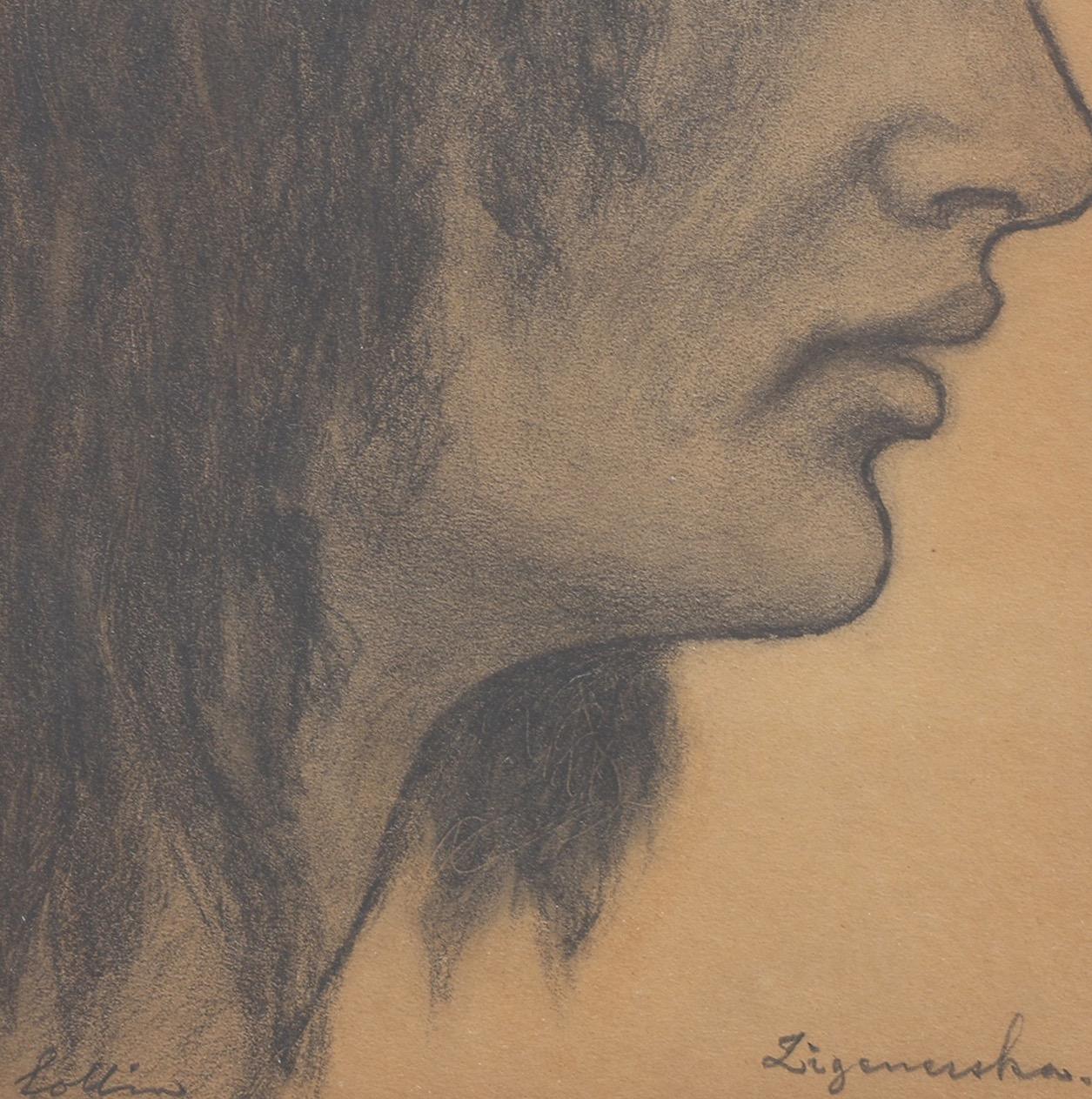 Portrait d'une gitane - Dessin du 19e siècle en vente 3