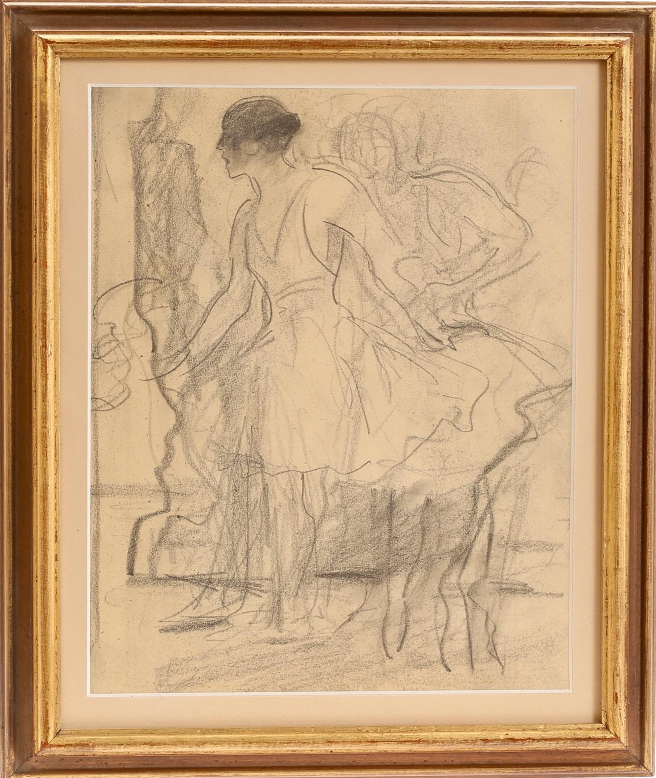 Gosta von Hennigs Figurative Art – Impressionistic Portrait of the Equestrian Artist Baptista Schreiber - Drawing