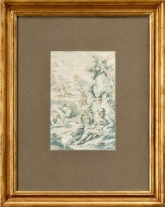 17th Century Italian Summer Landscape, Ink Wash Drawing