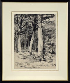 Vue d'une Forêt by Paulémile Pissarro - View of a forest, landscape drawing