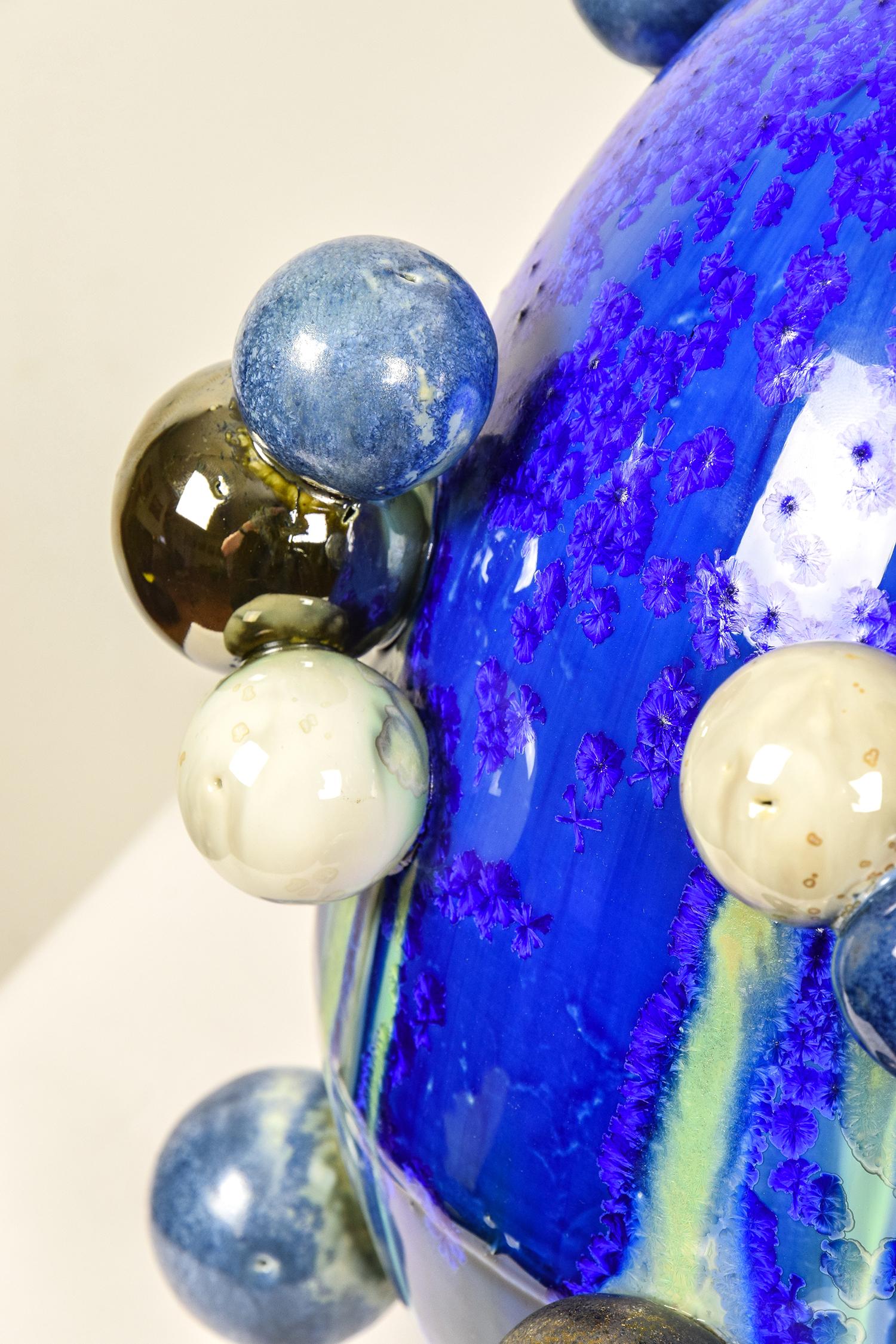 Atomic Egg by NAM TRAN - Unique Hand-Made Sculpture, Blue Egg, Porcelain Art 5