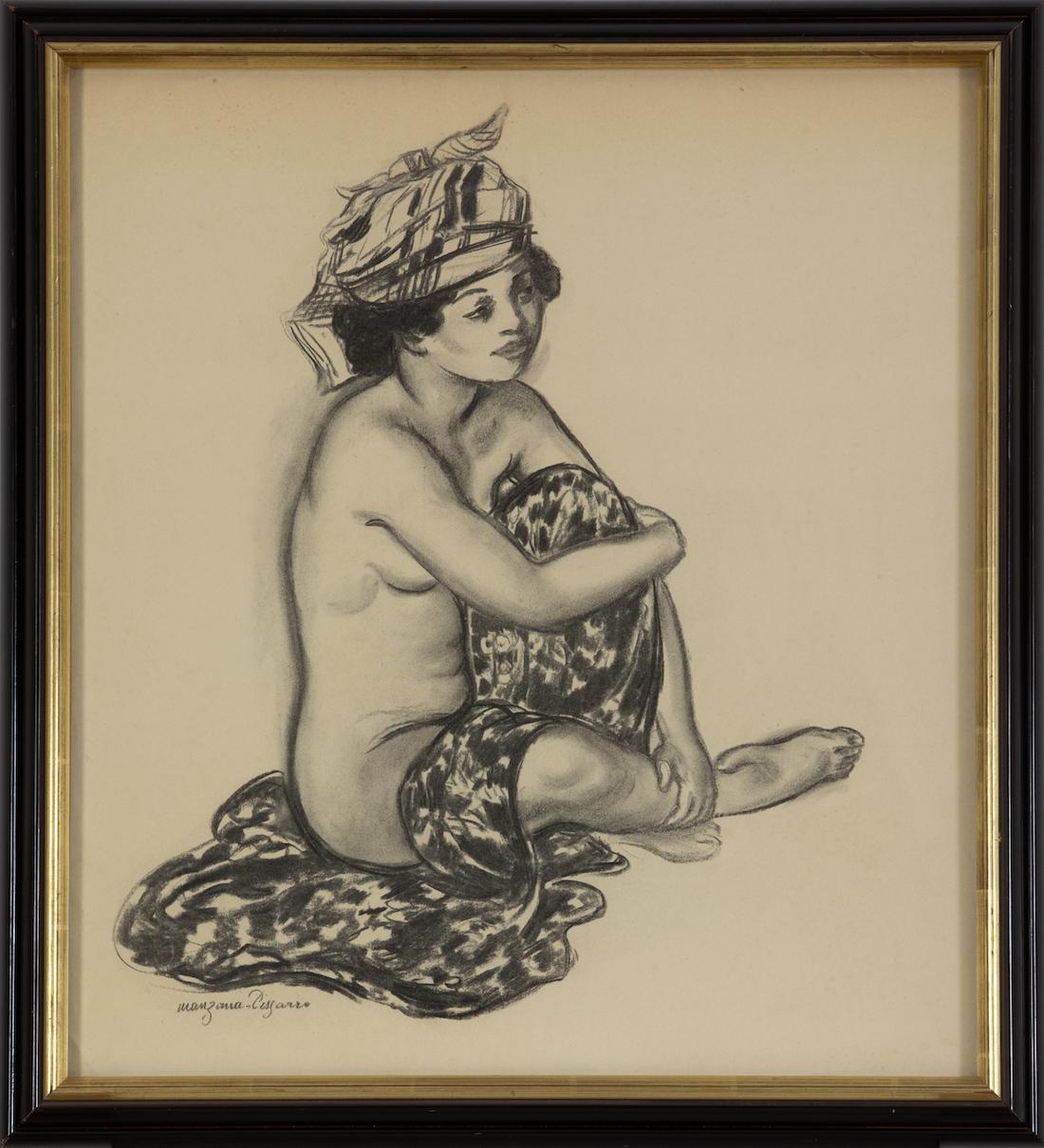 Créole au turban by Georges Manzana Pissarro - Charcoal on paper - Art by Georges Henri Manzana Pissarro