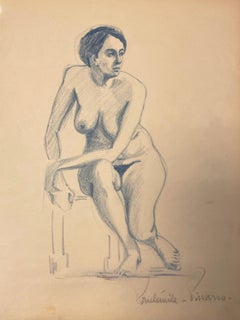 Nudefarbene Schildkröte von Paulmile Pissarro - Nackte Zeichnung 