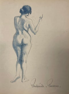 Femme de dos by Paulémile Pissarro - Nude drawing