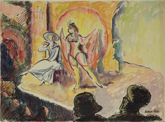 The Cabaret by Ludovic-Rodo Pissarro - Watercolour