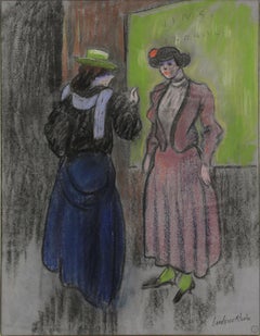 Parisian Ladies by Ludovic-Rodo Pissarro - Pastel on paper