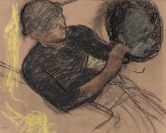 Chez la modiste (Modiste garnissant un chapeau) by Edgar Degas - Work on paper