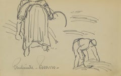 Le Ramassage des Foins by Paulémile Pissarro - Graphite drawing