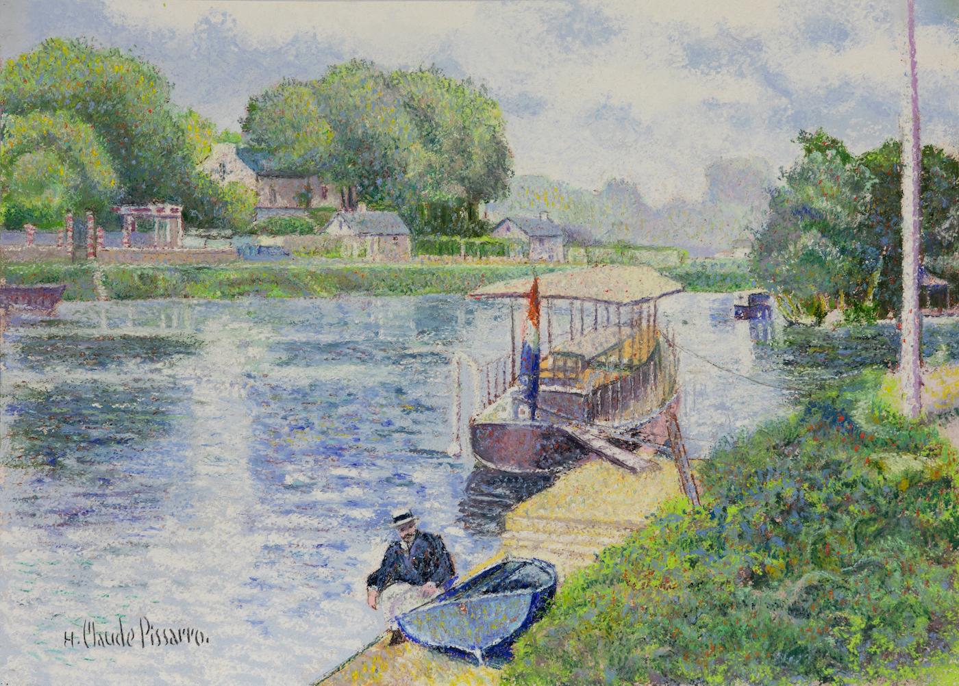 La Marne à Lagny (Quai de la Gourdine) by H. Claude Pissarro - River scene