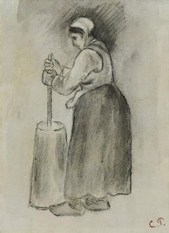 Paysanne Barattant by Camille Pissarro - Drawing