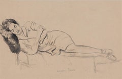 Vintage Roboa Sleeping (The Artist's Wife) by Georges Manzana Pissarro - Drawing