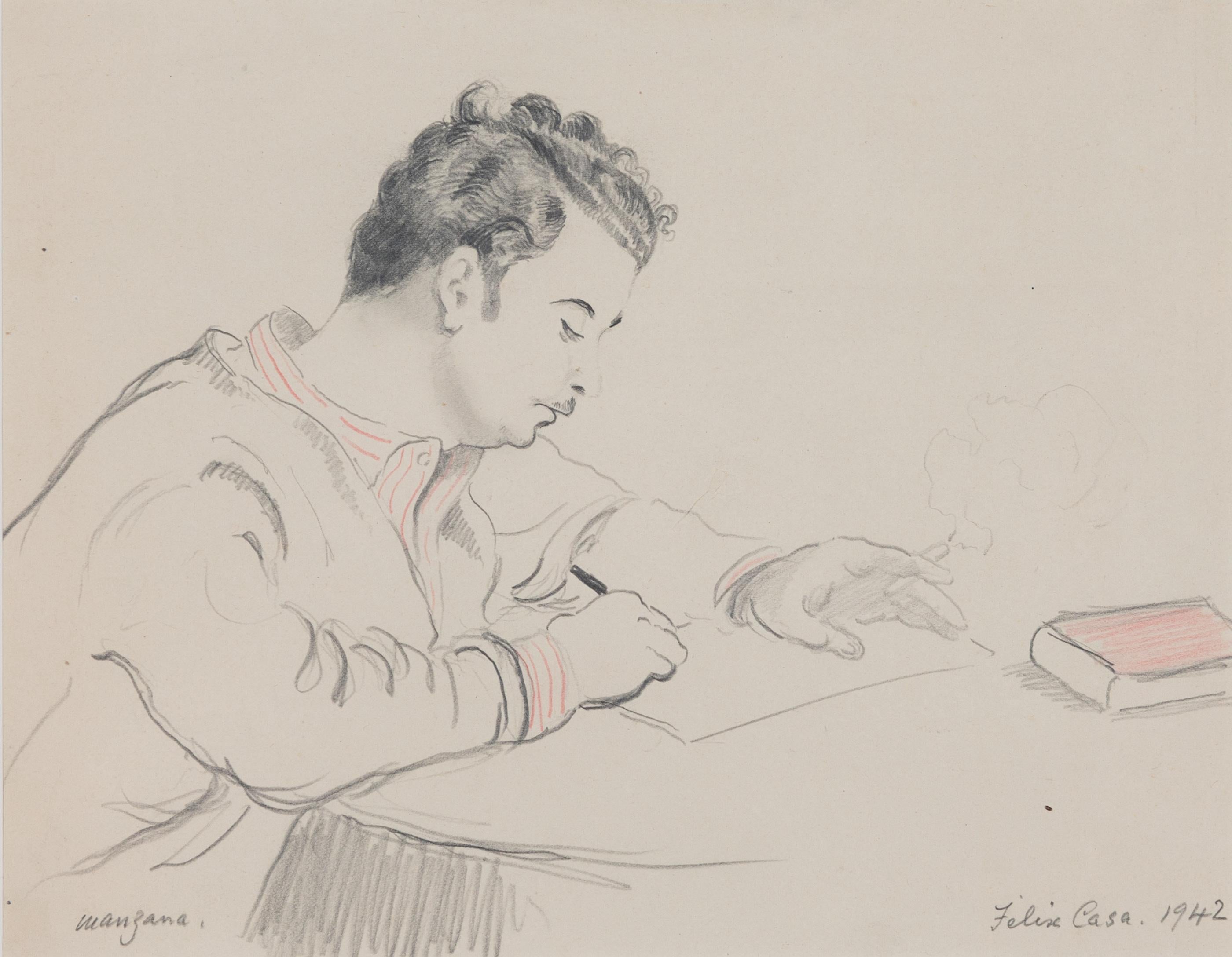 Georges Henri Manzana Pissarro Figurative Art - Portrait of Félix by Georges Manzana Pissarro - Drawing