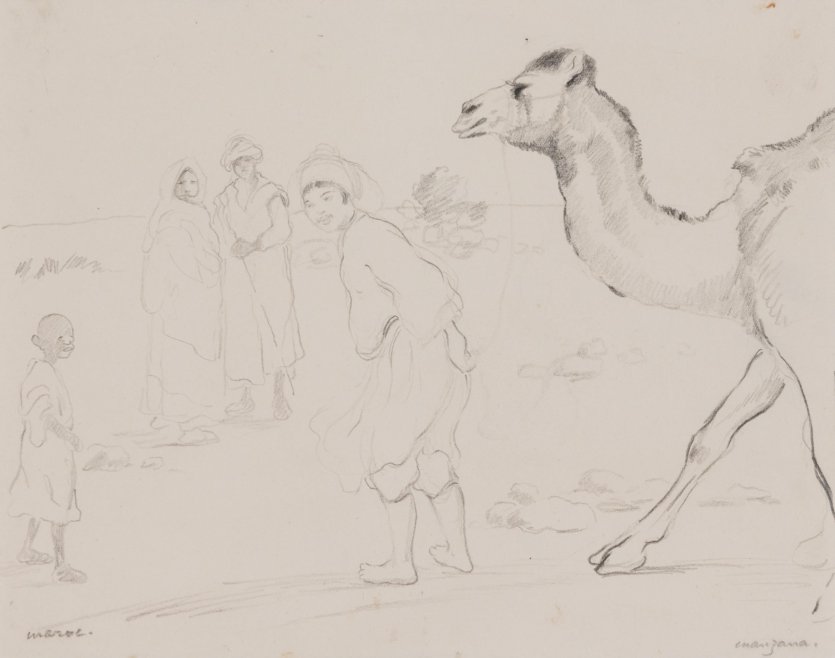 Marokkanische bäuerliche Szene von Georges Manzana Pissarro – Zeichnung