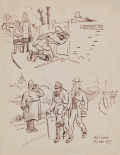 Laleham Road, Ashford de Ludovic-Rodo Pissarro - Dibujo a tinta