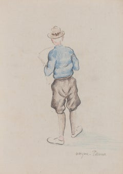 Altes Mann Lesen von Georges Manzana Pissarro – Arbeit auf Papier