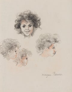 Studies of the Head of a Young Girl by Georges Manzana Pissarro - Drawing