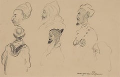 Young and old portraits by Georges Manzana Pissarro - Drawing