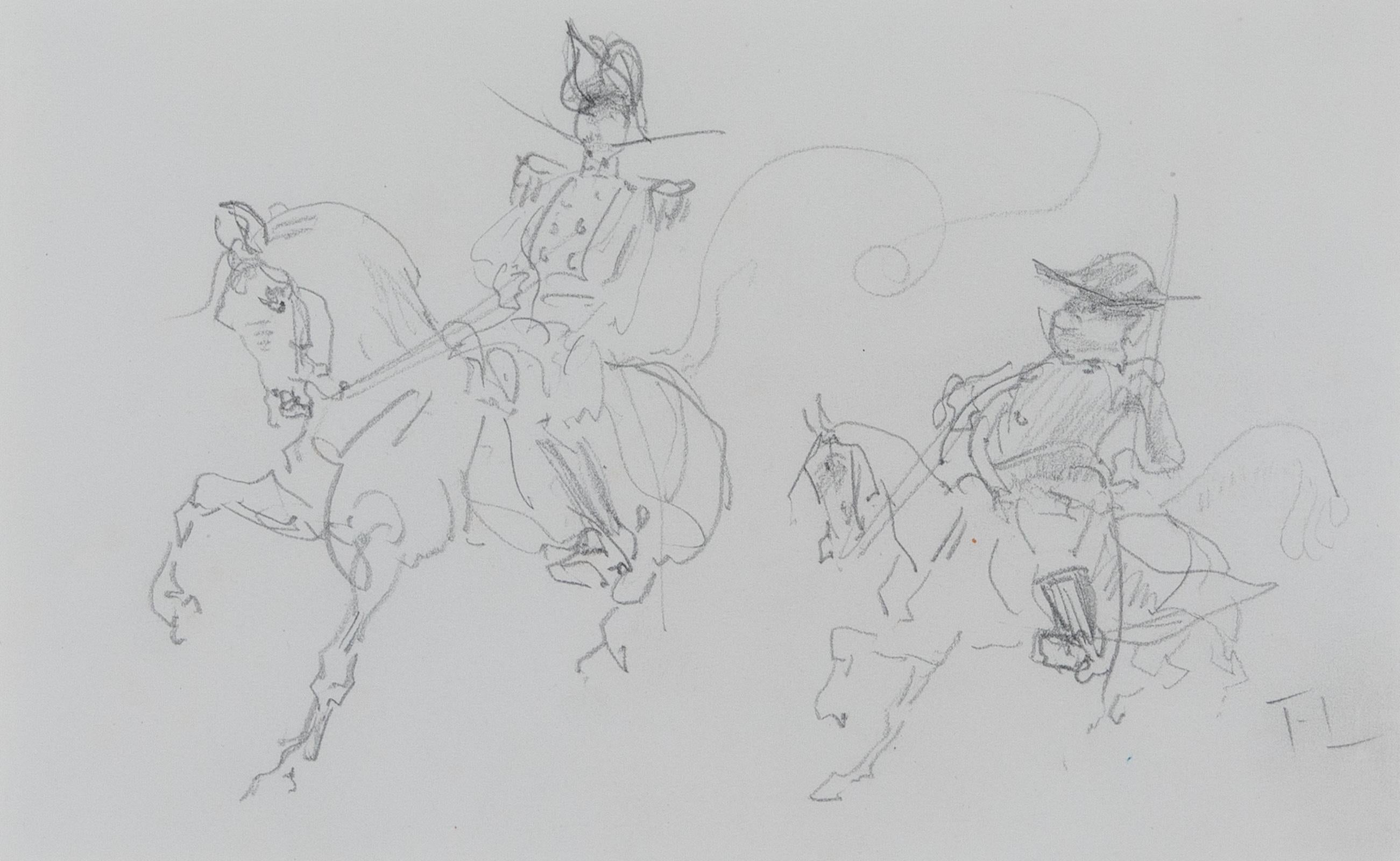 Cavaliers by Henri de Toulouse-Lautrec (1864-1901)
Pencil on paper
15.7 x 25.4 cm (6 ¹/₈ x 10 inches)
Inscribed with intials lower right, TL

This work on paper is characteristic of the artist as the horse is very much a hallmark within Lautrec's