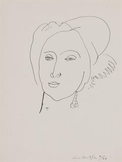 Le Turban von Henri Matisse – Porträt, Tuschezeichnung