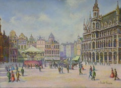 La Grande Place (Bruxelles) par H. Claude Pissarro, œuvre au pastel sur papier
