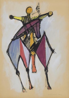 Cavallo e Cavaliere von Marini Marino – Aquarell auf Papier