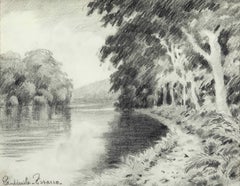 Paysage fluvial de Paulémile Pissarro - Oeuvre sur papier