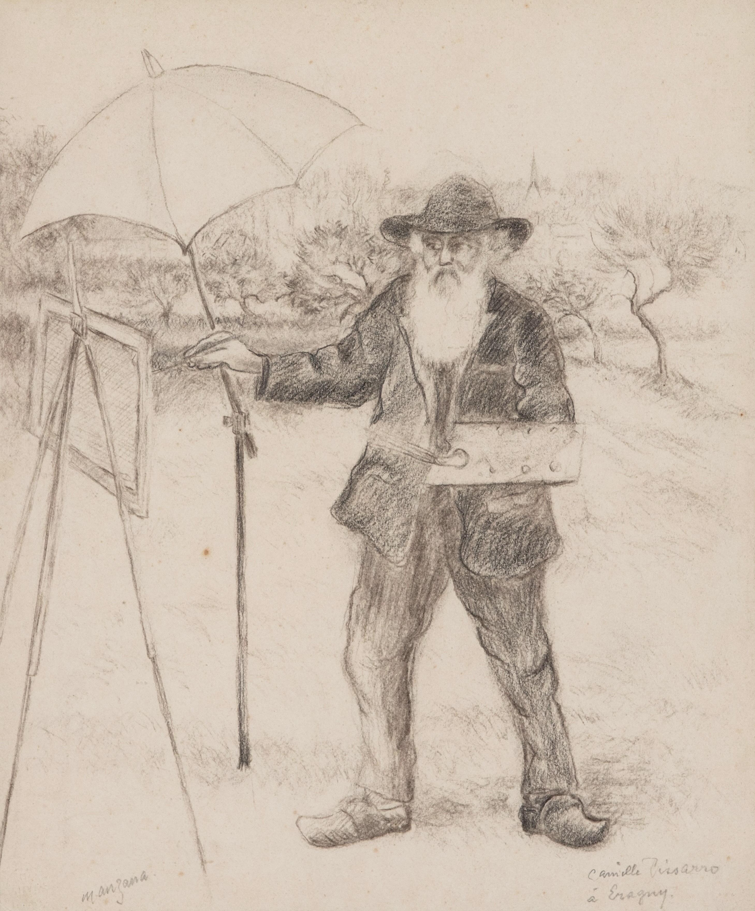 Figurative Art di Georges Henri Manzana Pissarro - Ritratto di Camille Pissarro a Éragny di Georges Manzana Pissarro - Disegno